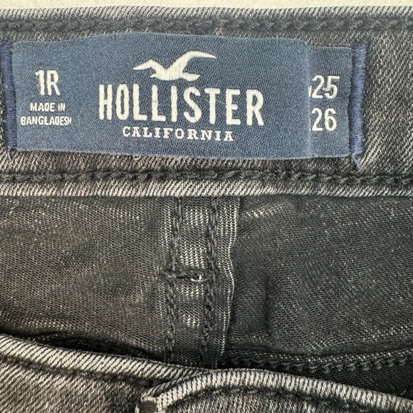 Hollister Super Skinny Crop Jeans Womens Size 1/25 Black Wash High Rise - Picture 5 of 13